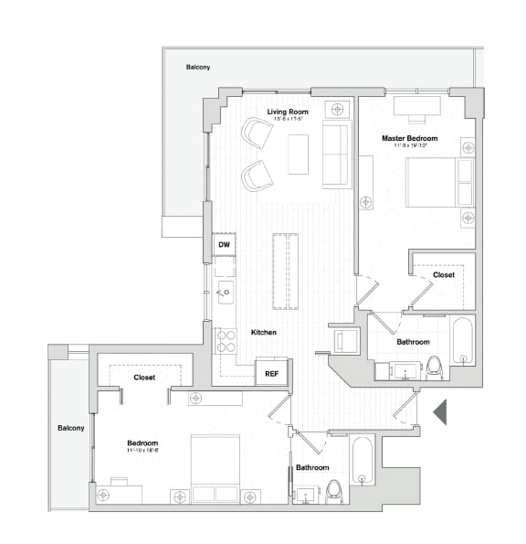 Floor Plans 1 Bedroom Apartments Miami